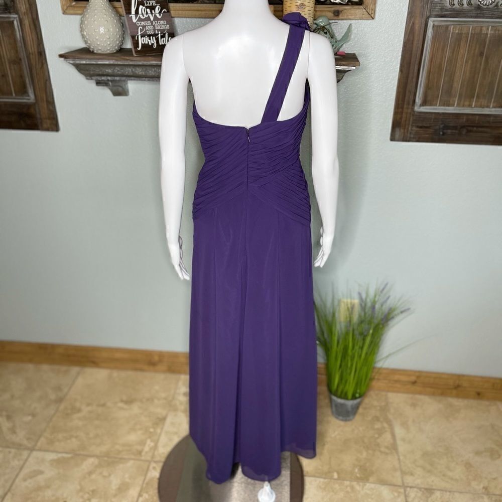 Davids Bridal Plum One Shoulder Chiffon Formal Bridesmaid Prom Dress Size 2 - Picture 12 of 15